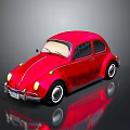 Shiny Red Vintage Beetle Car With Classic Exterior Design And Reflective Surface