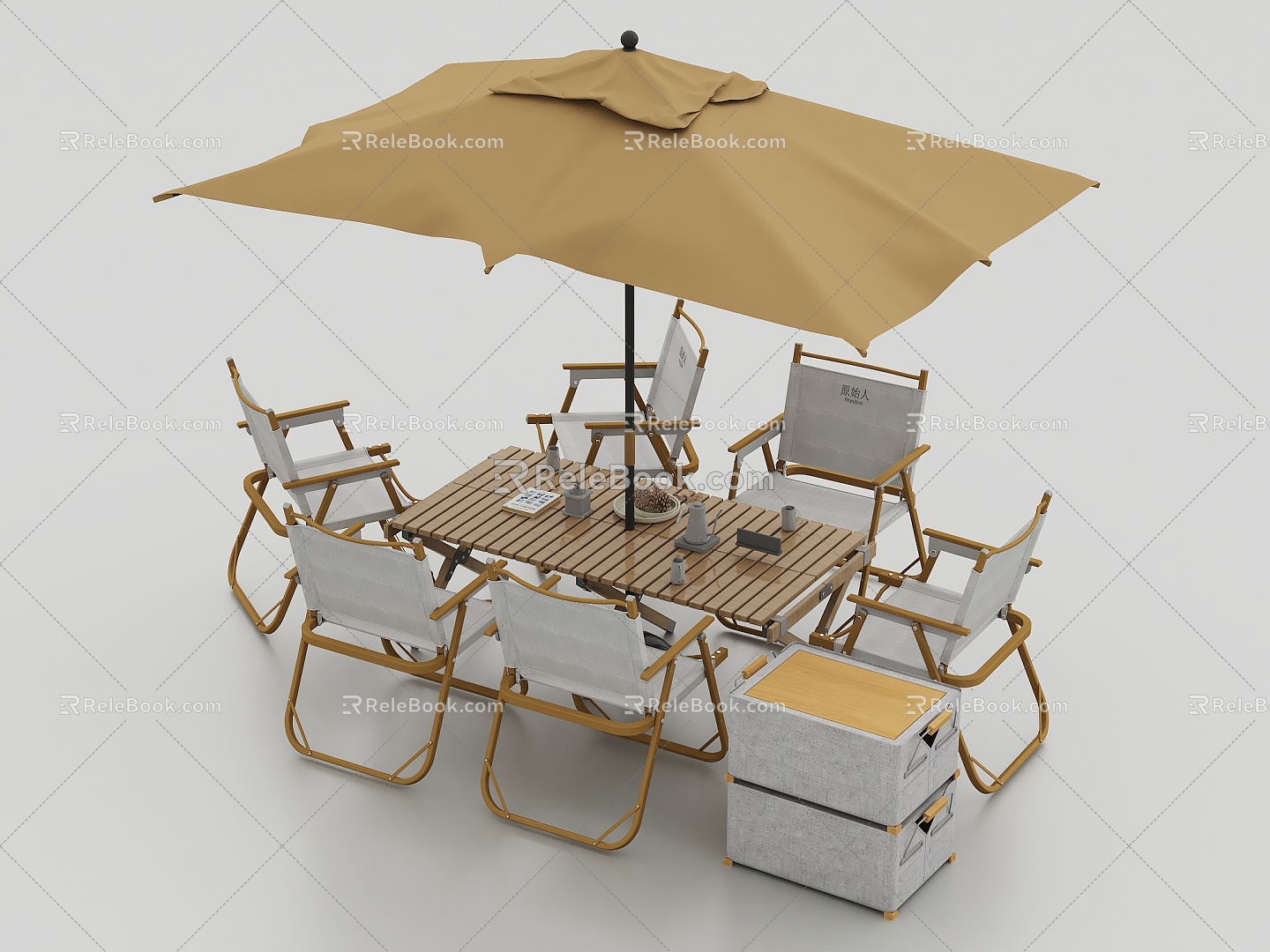 Outdoor leisure seat parasol food combination model