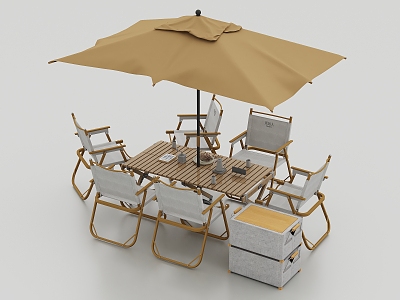 Outdoor leisure seat parasol food combination 3d model