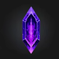 Purple Diamond Shaped Stone Crystal With Flame Pattern And Wooden Accent On Black Background