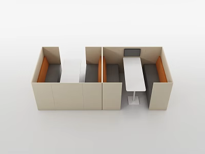 Modern Public Chair Seating With Beige Gray Frames And Orange Cushions 3d model