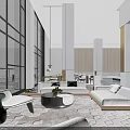 Elegant Modern Luxury Sales Office With Spacious Lounge Area And Bright Marble Interior Design