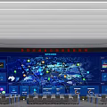 Advanced Monitoring Room With Large Digital Screens And Data Display Consoles