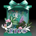Green Decorative Boxes With Large Bows Tropical Plants Flowers Swan Decorations And Numbers 2108 2109