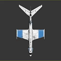 Vintage White And Blue Airplane Model With Detailed Tail Wings And Reflective Surface