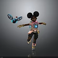 Curly Black Haired Character In Colorful Outfit With Blue Winged Creature And Big Eyes