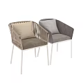 Modern Leisure Chairs with Woven Rattan Frame Fabric Upholstery and Metal Legs