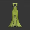 Yellow Sleeveless Evening Dress With High Neck Slim Fit And Black Floral Patterns