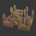 Modern Building Block Square House Square House Pixel House Building Block House 3d model