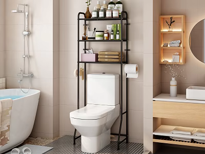 Modern Multi layer Bathroom Cabinet Rack for Toiletries Storage Next to Toilet 3d model