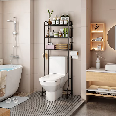 Modern Multi layer Bathroom Cabinet Rack for Toiletries Storage Next to Toilet 3d model