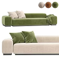 Green And Beige Sectional Sofa With Decorative Pillows And Cozy Blanket For Living Room