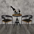 Modern Table And Chairs Set With Wine Bottle And Glasses On Wooden Floor Gray Wall