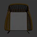 Modern Rattan Leisure Chair With Light Gray Cushion And Metal Legs