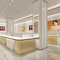 Elegant Jewelry Store Interior With Marble Display Cases Gold Accents And Soft Lighting