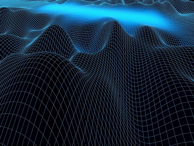 Tech Inspired Commercial Equipment Digital Design With Grid Wave And Blue Light Effects 3d model
