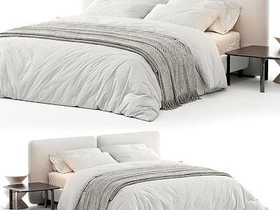 Modern Minotti double bed 3d model