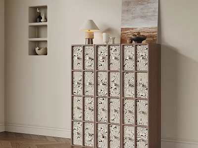 Retro Style Patterned Chest Of Drawers For Cozy Home Bedroom And Living Room Organization 3d model