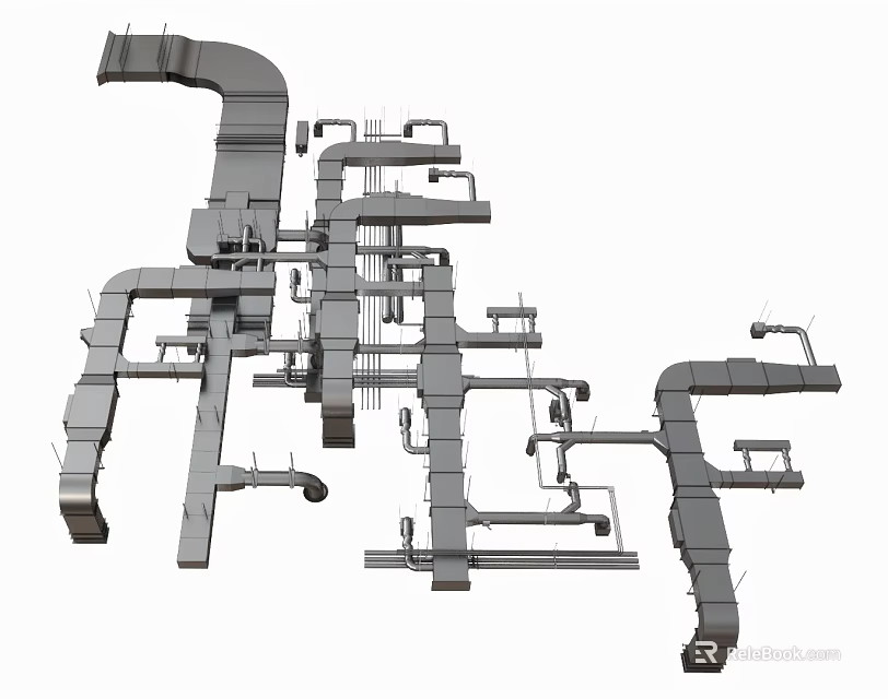 Complex Industrial Pipeline System 3D Model With Structural Design And Connection Components 3d model 