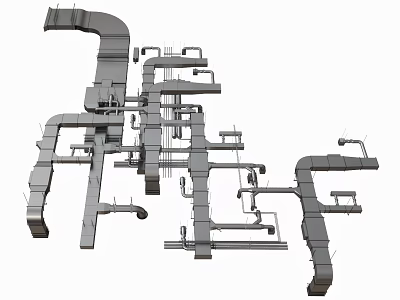 Complex Industrial Pipeline System 3D Model With Structural Design And Connection Components 3d model