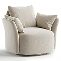 Single Sofa For Living Room With Neutral Tone Soft Pillows And Modern Textured Fabric