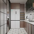 Elegant Retro Kitchen With Dark Green Upper Cabinets Wooden Lower Cabinets Floral Backsplash Decor