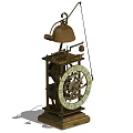 Vintage Brass Mechanical Household Appliance With Bell Gear And Base Structure
