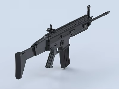 High Quality Modern Black Rifle With Long Barrel Magazine And Adjustable Stock 3d model
