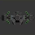 Futuristic Sci Fi Spaceship Model With Green And Gray Exterior Design 3d model