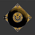 Yellow Industrial Mechanical Equipment With Fork Shaped Top And Cylindrical Base