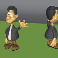 Cartoon Game Movie Character 3D Model With Two Views Suit White Shirt Brown Shoes