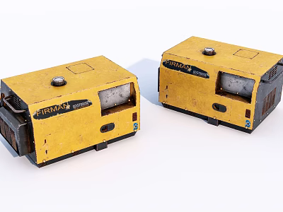 FIRMAN Yellow Industrial Generators With Control Panel And Dual Units Design 3d model