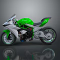 Green And White Sport Motorcycle With Streamlined Design And Modern Look