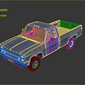 Classic Blue Pickup Truck Featuring Single Cab Design Shiny Exterior And Cargo Bed