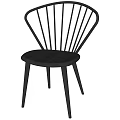 Modern Windsor Style Dining Chairs With Spindle Backrest And Black Wood Legs