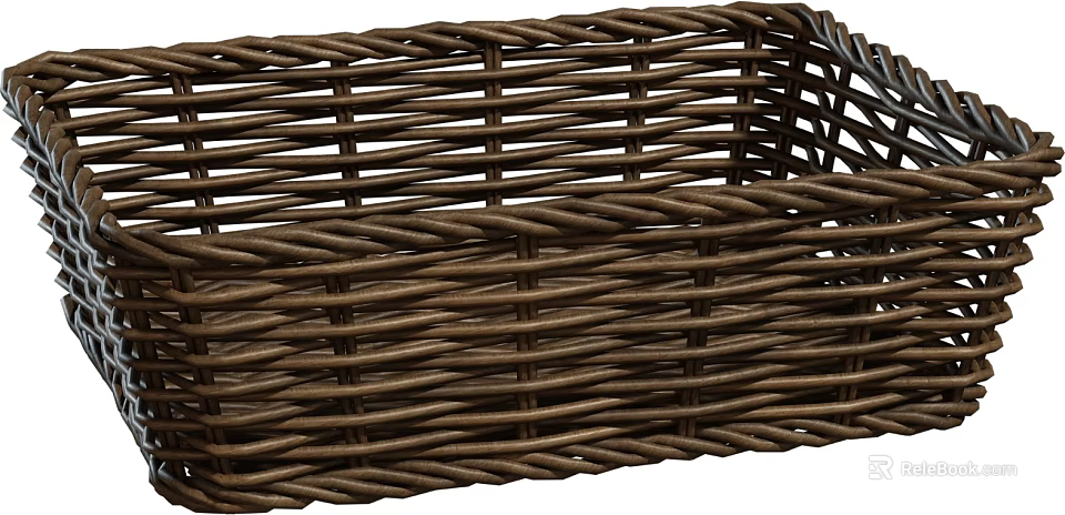 Brown Wicker Storage Basket Ideal For Organizing With Textured Weave 3d model 