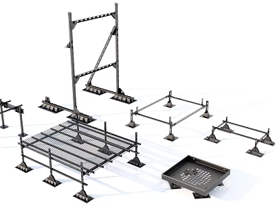 Industrial Equipment Heavy Duty Metal Frame Support Platform Structures And Components 3d model