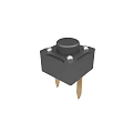 Black Square Push Button Switch With Round Top Metal Pins And Four Contact Points