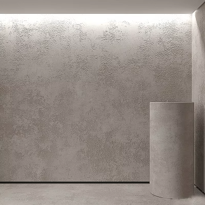Gray Interior Wall With Rough Textured Surface And Cylindrical Decorative Column Design 3d model