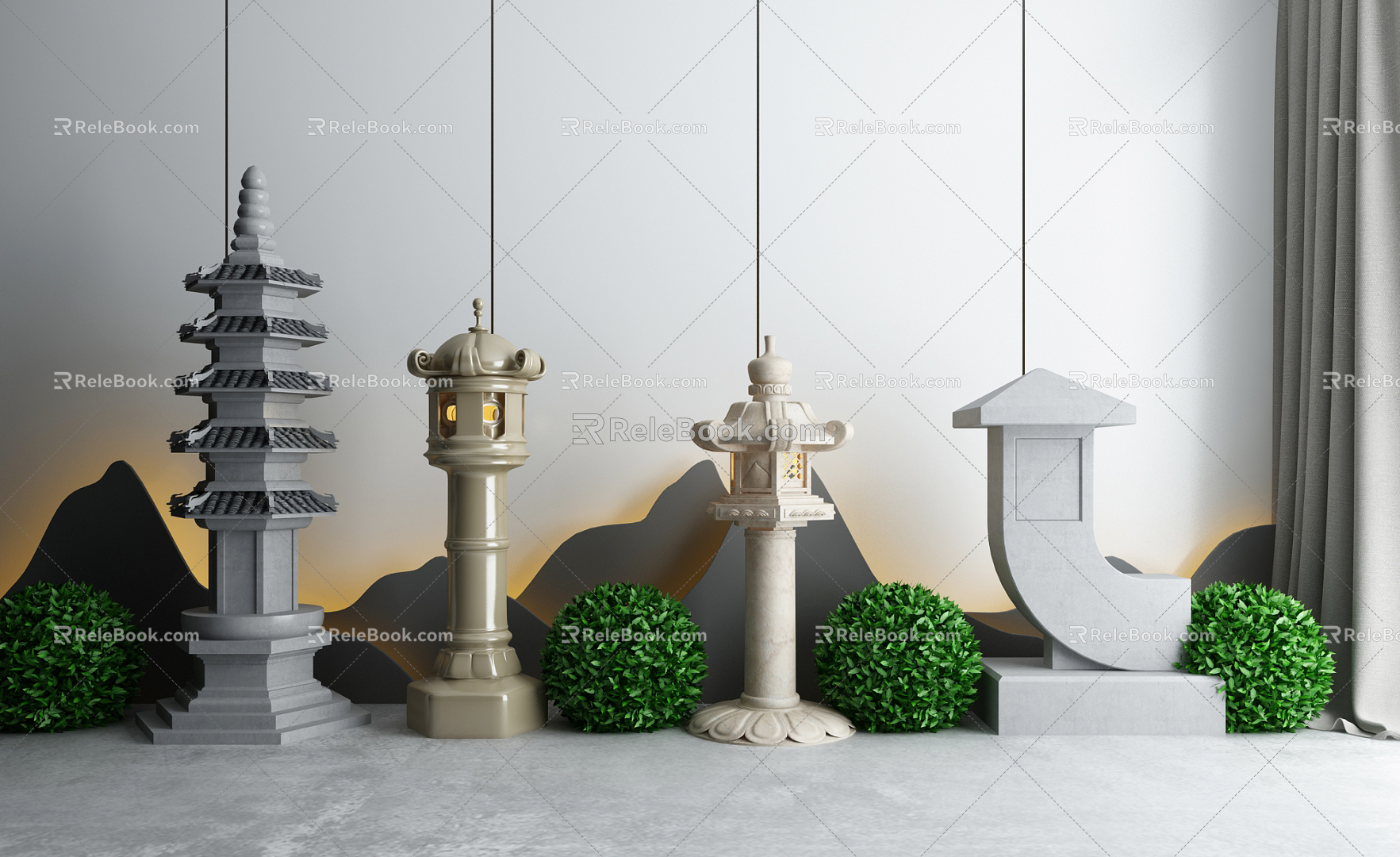 New Chinese lawn lamp garden lamp 3d model