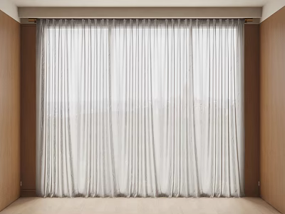 Modern Beige Sheer Curtains for Floor to Ceiling Living Room Window 3d model