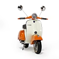 Classic Vespa Scooter With Orange White Body And Black Seat