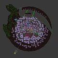 Aerial Planning of Hilly Cityscape With River Roads Green Spaces and Buildings