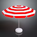 Red And White Striped Outdoor Umbrella With Stable White Base For Daily Use
