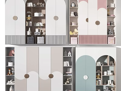 Stylish Decorative Cabinets With Arched Design Circular Accents And Storage Spaces 3d model