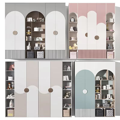 Stylish Decorative Cabinets With Arched Design Circular Accents And Storage Spaces 3d model