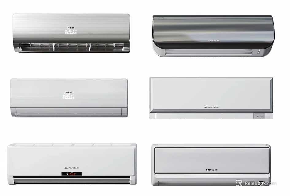 Different Wall Mounted Air Conditioner Fan Styles For Modern Homes 3d model