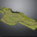Golf Course Layout With Green Fairways Winding Paths And Clubhouse Buildings
