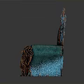 Ornate Turquoise Chair With Intricate Gold Accents And Crown-like Backrest Design