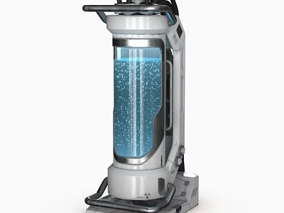Modern Stainless Steel Kitchen Appliance With Transparent Water Tank And Bubbles 3d model